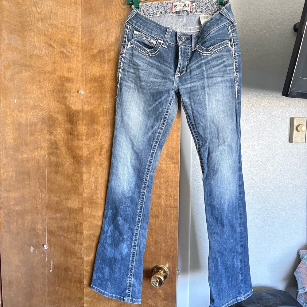 Ariat Real Denim Women's Blue Distressed Bootcut Jean 29r